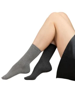 Bleu Foret Solid Color Cotton Socks Twin Pack