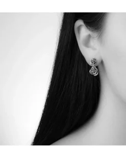 Bloodline Design Double Rose Drop Earrings