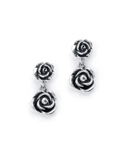Bloodline Design Double Rose Drop Earrings