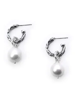 Bloodline Design Eternal Vine Hoop Pearl Earrings