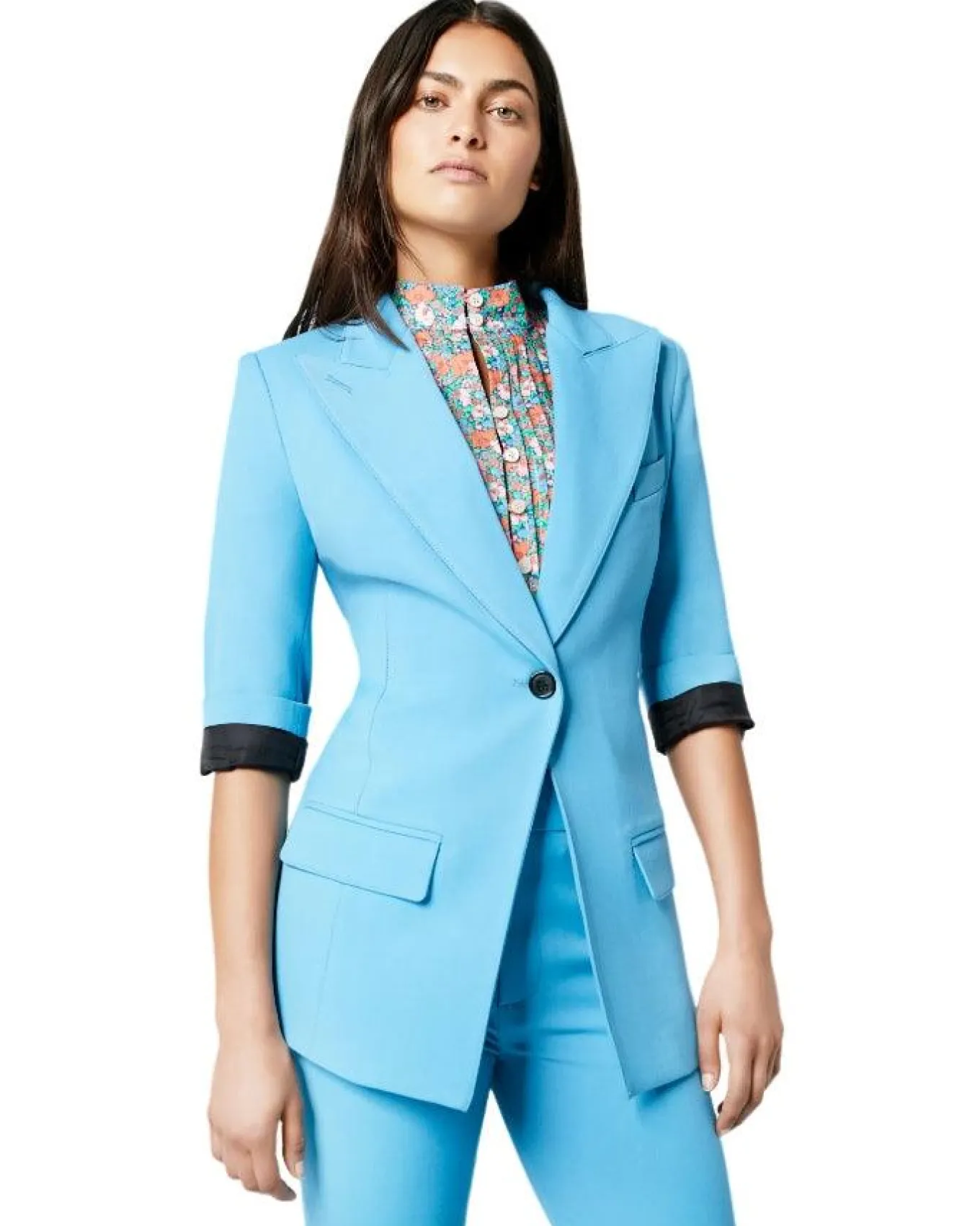 Cornflower Blue 3/4 Sleeve Blazer