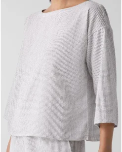 Eileen Fisher Bateau Neck 3/4 Sleeve Box Top