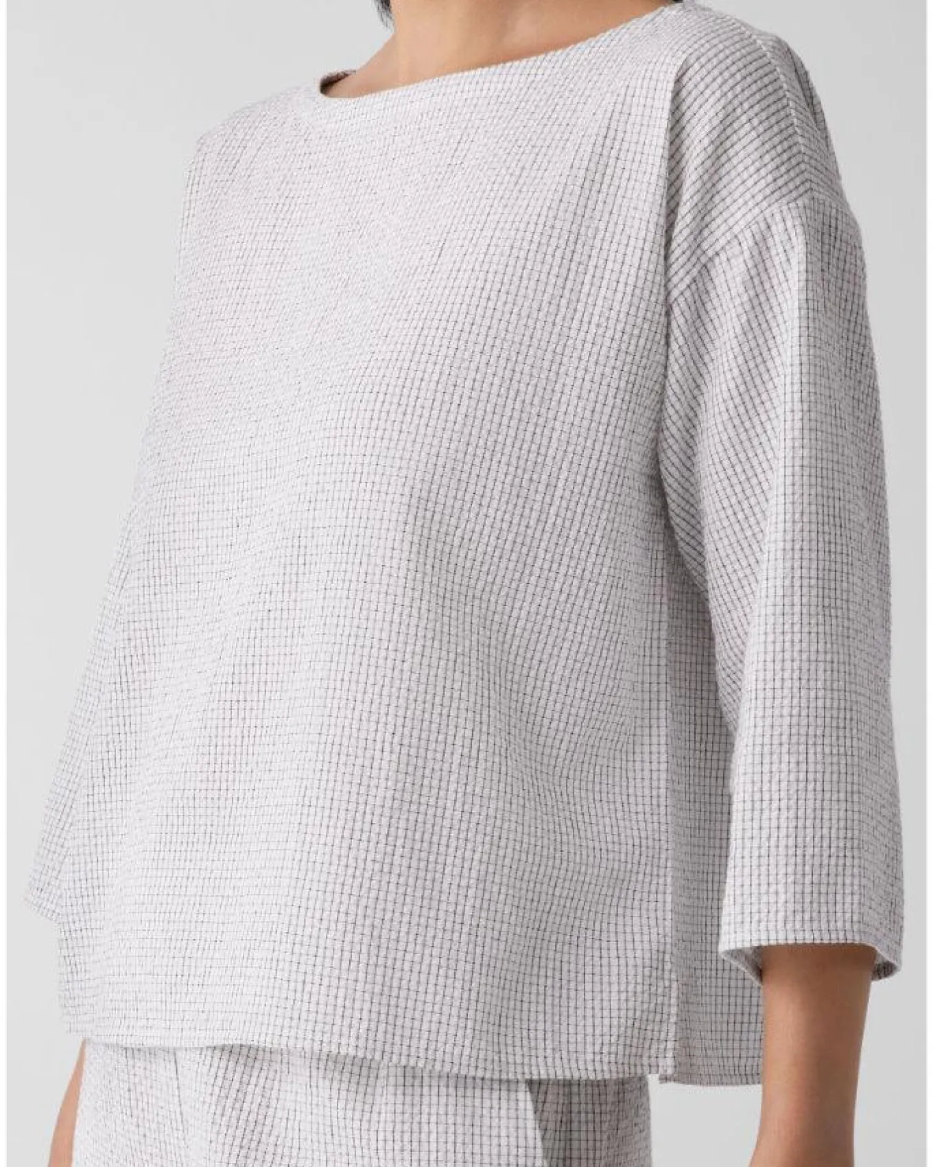 Eileen Fisher Bateau Neck 3/4 Sleeve Box Top
