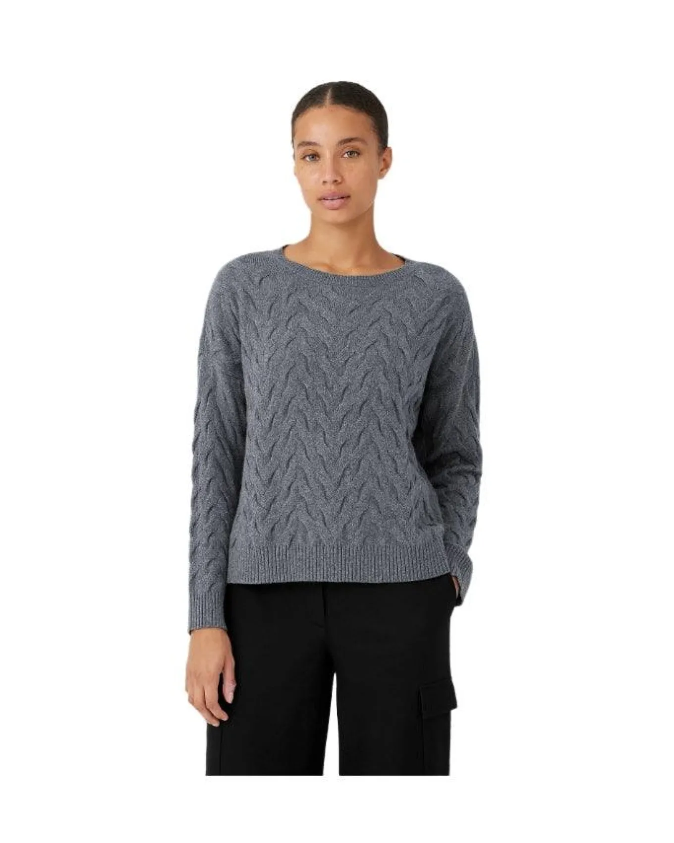 Eileen Fisher Cashmere Blend Cable Knit Pullover