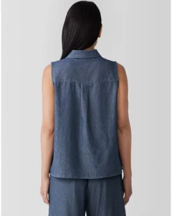 Eileen Fisher Classic Collar Sleeveless Shirt
