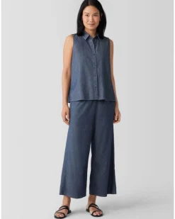 Eileen Fisher Classic Collar Sleeveless Shirt