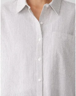 Eileen Fisher Cotton Ripple Checkered Shirt