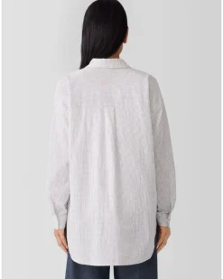 Eileen Fisher Cotton Ripple Checkered Shirt