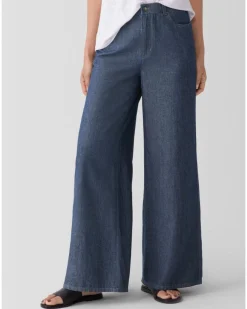 Eileen Fisher Cotton Twill Wide Leg Pant