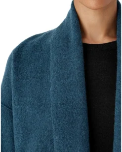 Eileen Fisher High Collar Wool Coatigan