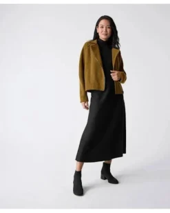 Eileen Fisher Lightweight Boiled Wool Motorcycle Jacket