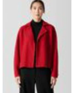 Eileen Fisher Lightweight Boiled Wool Motorcycle Jacket