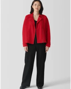 Eileen Fisher Lightweight Boiled Wool Motorcycle Jacket