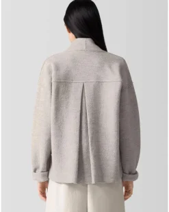 Eileen Fisher Lightweight Boiled Wool High Collar Jacket