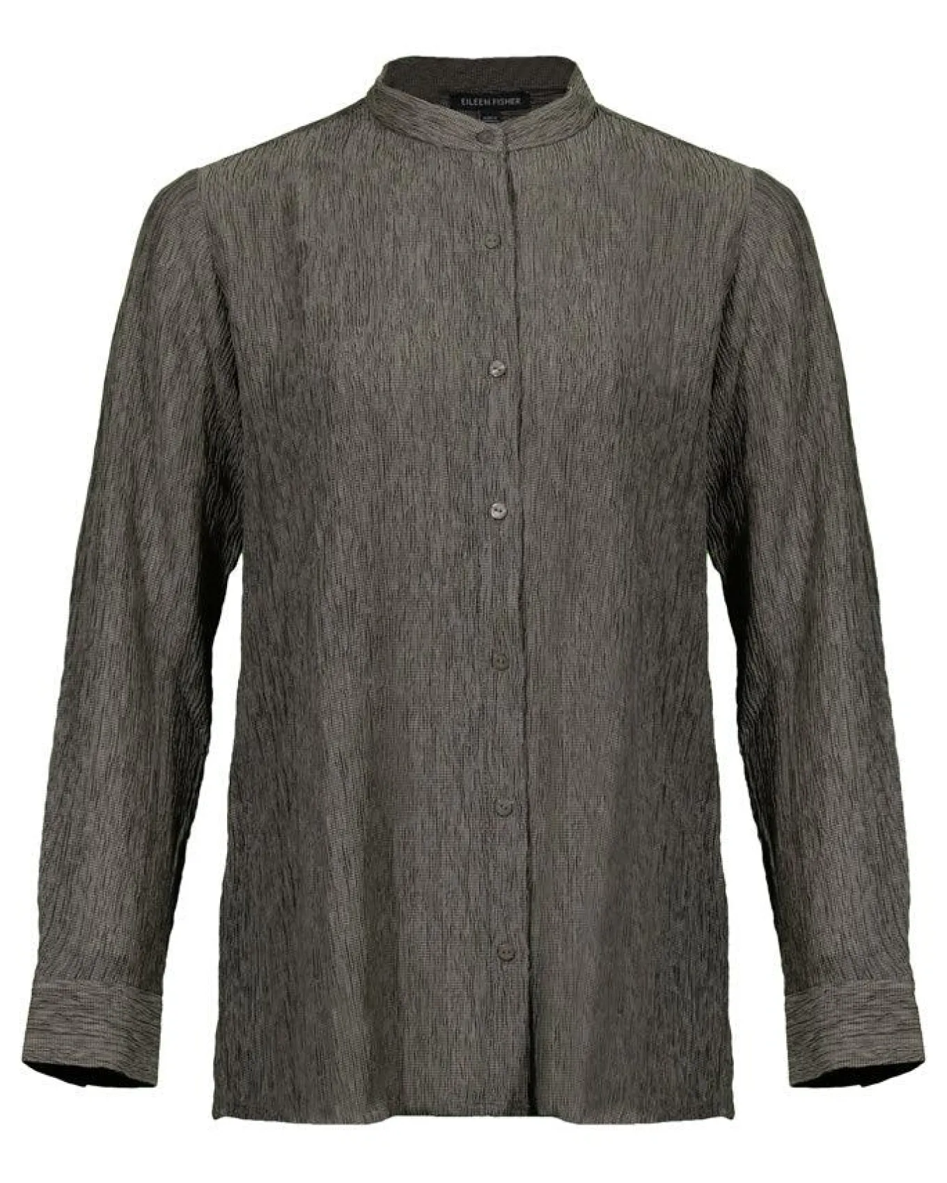 Eileen Fisher Mandarin Collar Plisse Long Shirt