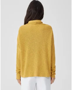 Eileen Fisher Organic Linen Cotton Slub Funnel Neck Top
