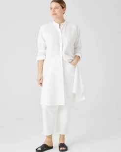 Eileen Fisher Organic Linen Mandarin Collar Dress