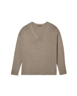 Eileen Fisher Peruvian Organic Cotton Cord Jersey V-Neck Sweater