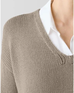 Eileen Fisher Peruvian Organic Cotton Cord Jersey V-Neck Sweater