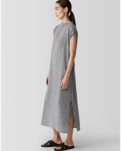 Eileen Fisher Plisse Funnel Neck Dress