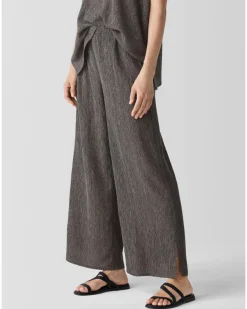 Eileen Fisher Plisse Wide Leg Ankle Pant