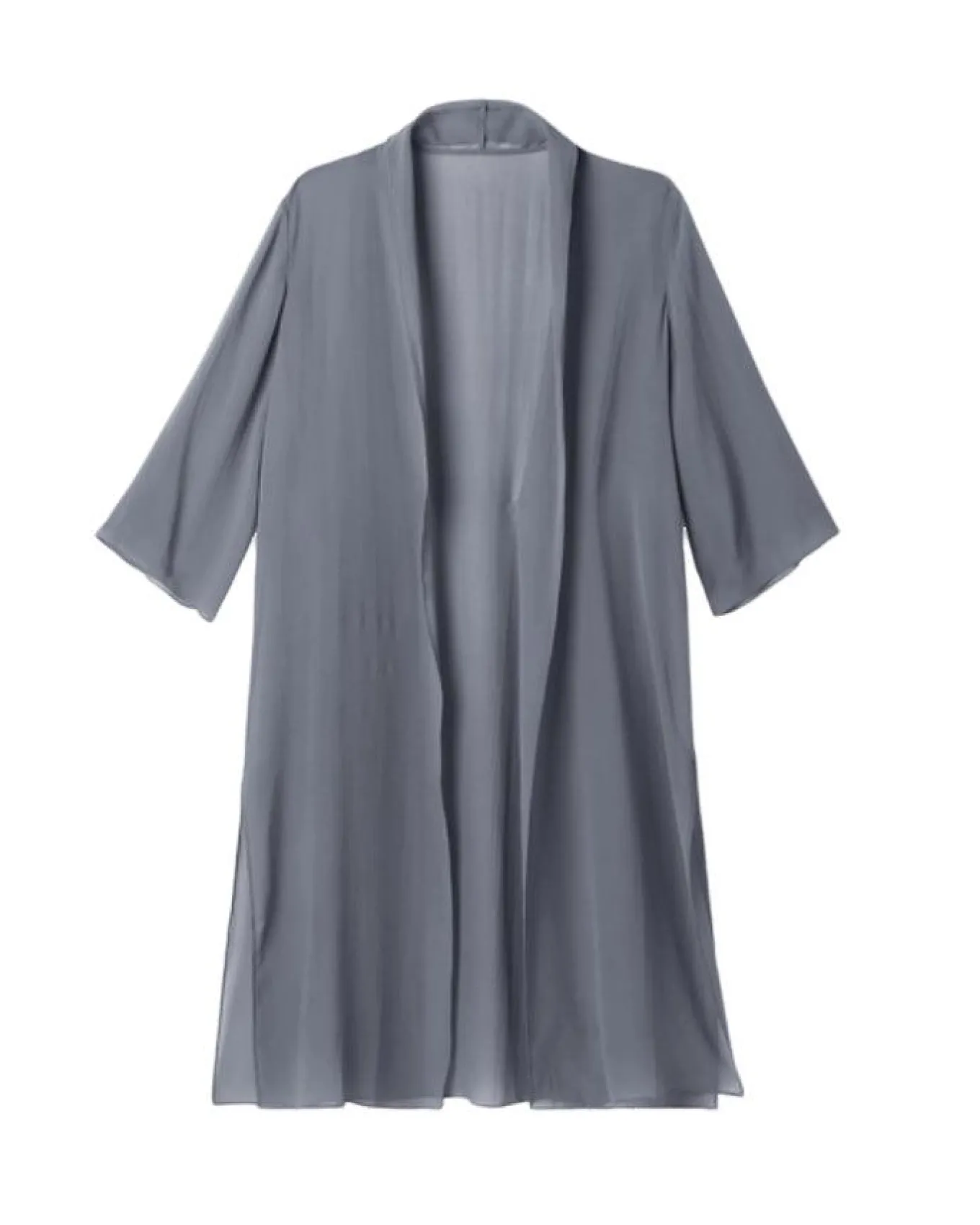 Eileen Fisher Sheer Silk High Collar Long Jacket