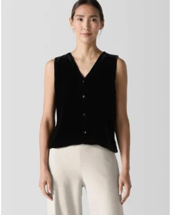 Eileen Fisher Velvet V-Neck Vest