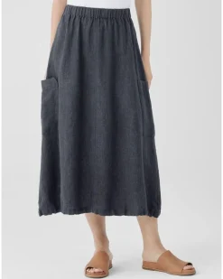 Eileen Fisher Washed Organic Linen Délavé Cargo Skirt