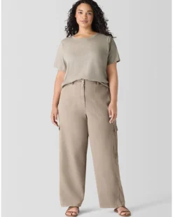 Eileen Fisher Wide Leg Cotton Utility Cargo Pant