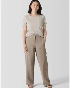 Eileen Fisher Wide Leg Cotton Utility Cargo Pant
