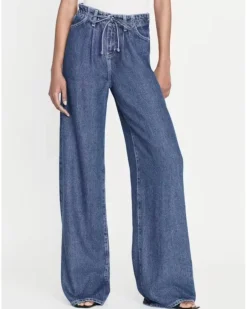 Frame Drawstring Wide Leg Jeans