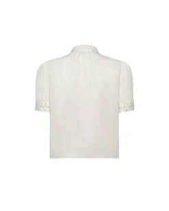 Frame Ruffle Collar Inset Lace Top