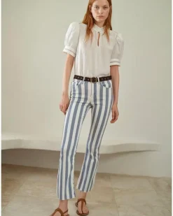 Frame Ruffle Collar Inset Lace Top