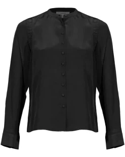 Frame Shirred Shoulder Inset Blouse