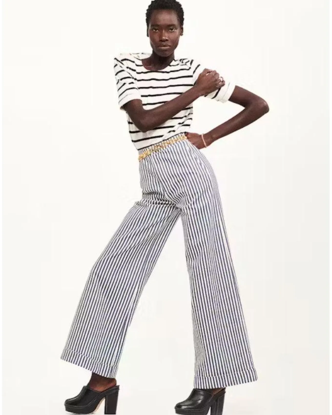 Frame Tailored Nautical Striped Trouser