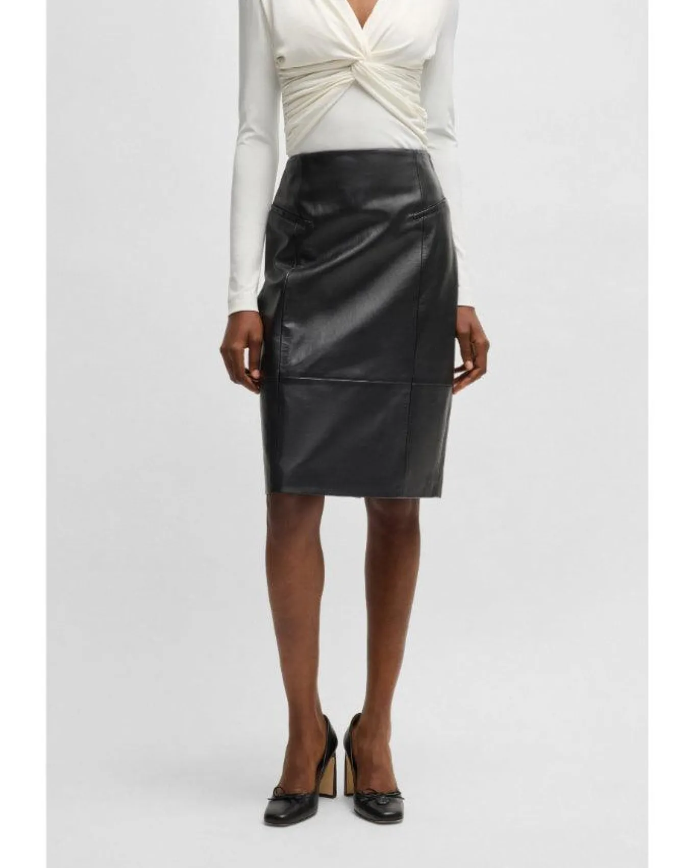 Hugo Boss Sepaco Leather Pencil Skirt