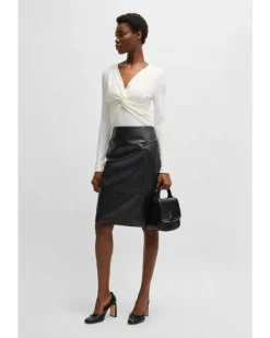 Hugo Boss Sepaco Leather Pencil Skirt