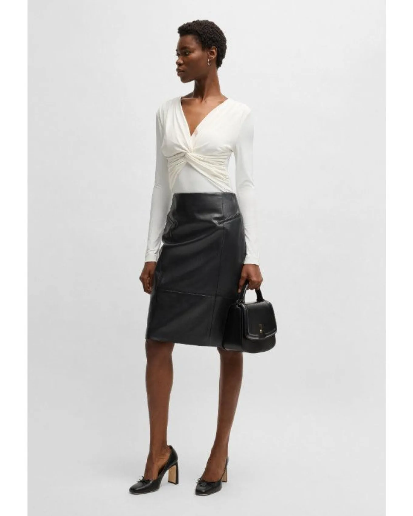 Hugo Boss Sepaco Leather Pencil Skirt