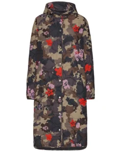 Ilse Jacobsen Long Quilted Hooded Print Coat