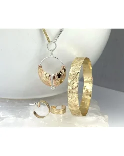 Karyn Chopik Grecian Textured Pendant On Gold-Sliver Necklace