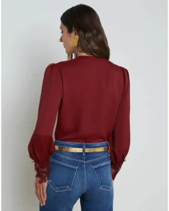 L'Agence Ava Lace Cuff Blouse