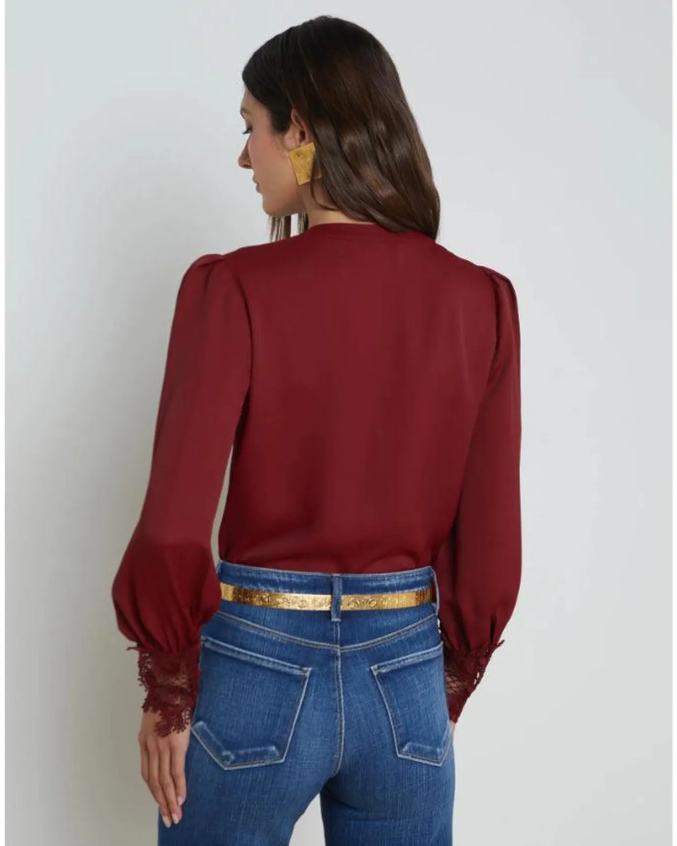 L'Agence Ava Lace Cuff Blouse