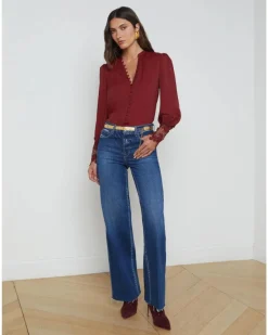 L'Agence Ava Lace Cuff Blouse