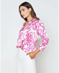 L'Agence Dani 3/4 Sleeve Mediterranean Blouse