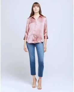 L'Agence Dani 3/4 Sleeve Silk Blouse