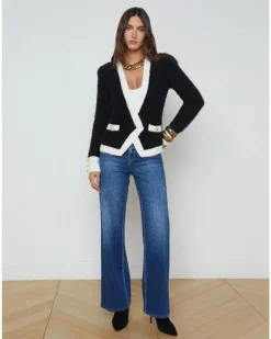 L'Agence Georgia Contrast Cardigan Blazer