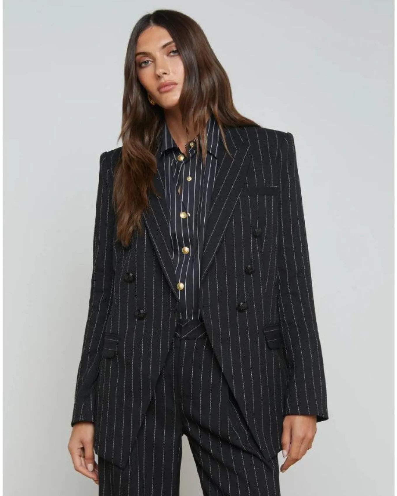 L'Agence Kendi Pinstriped Long Blazer