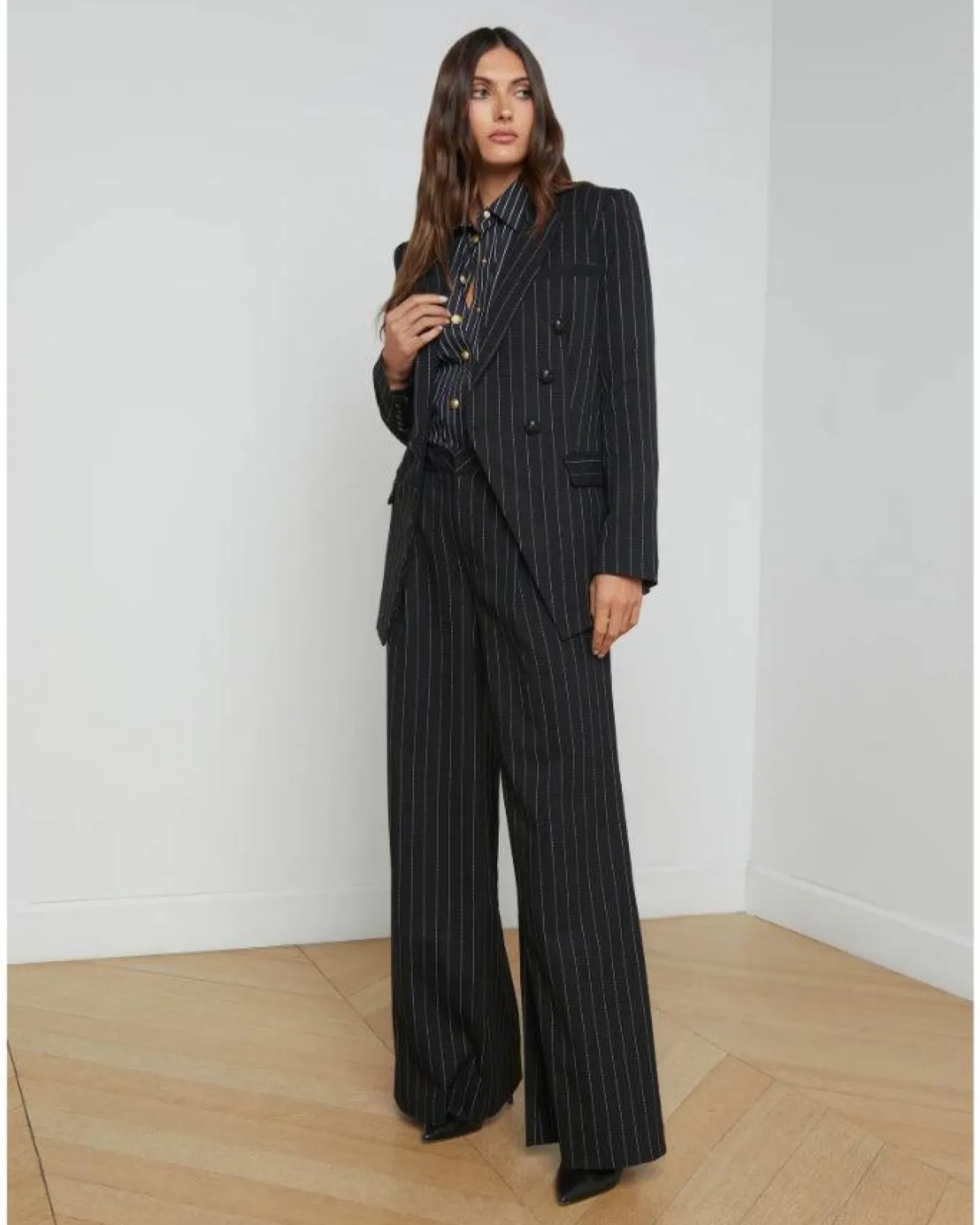 L'Agence Kendi Pinstriped Long Blazer