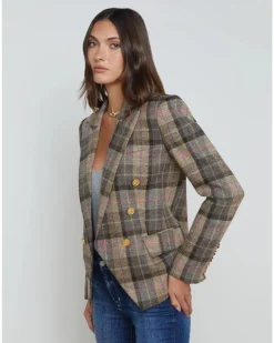L'Agence Kenzie Plaid Double Breasted Blazer
