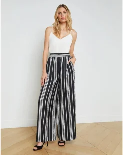 L'Agence Lillian Wide Leg Stripe Pant